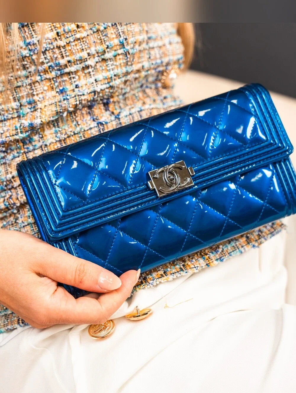 CHANEL patent calfskin